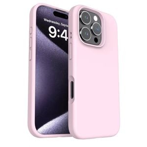 Silicone Phone Case For iPhone 16 Pro Shockproof Microfiber Lining - Pink