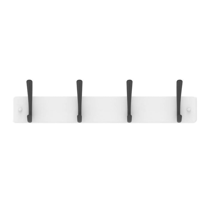 Mode 4 Black Hooks on White Board Hat and Coat Rack