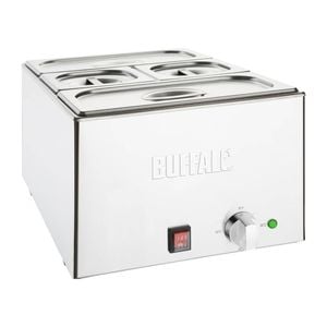 Apuro Bain Marie With Tap And Pans 21l 2 X 1/3 And 2 X 1/6 Gn 150mm Stainless Steel Buffet Food Warmer 327x645x432mm