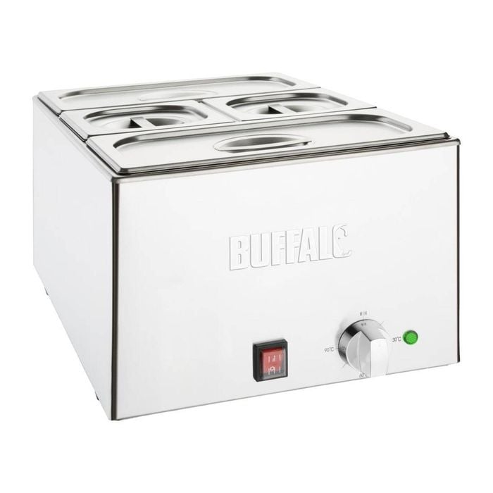 Apuro Bain Marie With Tap And Pans 21l 2 X 1/3 And 2 X 1/6 Gn 150mm Stainless Steel Buffet Food Warmer 327x645x432mm