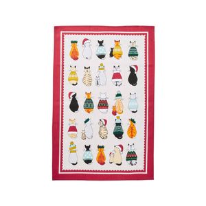 Ulster Weavers Christmas Cats Waiting Cotton Tea Towel