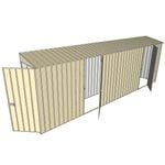 Build-a-Shed 0.8 x 6 x 2m Single Hinged Door Skillion Shed with Dual Single Hinged Side Doors - Cream