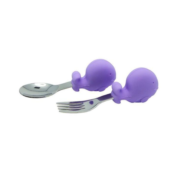2pc Marcus & Marcus Willo Whale Palm Grasp Cutlery Set 18m+ Lilac