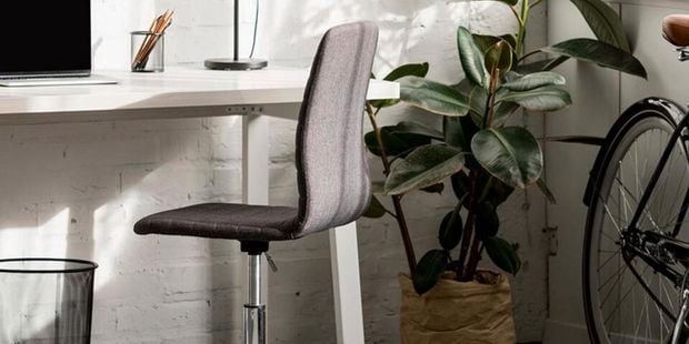Home office chair on wheels.