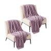 SOGA 2 Pack Purple Flannel Polyester Throw Blanket 150x200cm