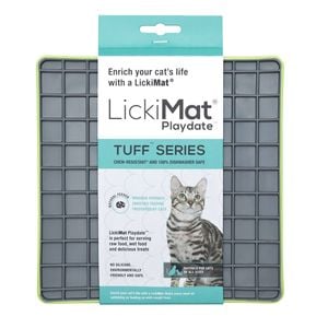 LickiMat Tuff Playdate Boredom Buster Cats Slow Feeder Mat Green
