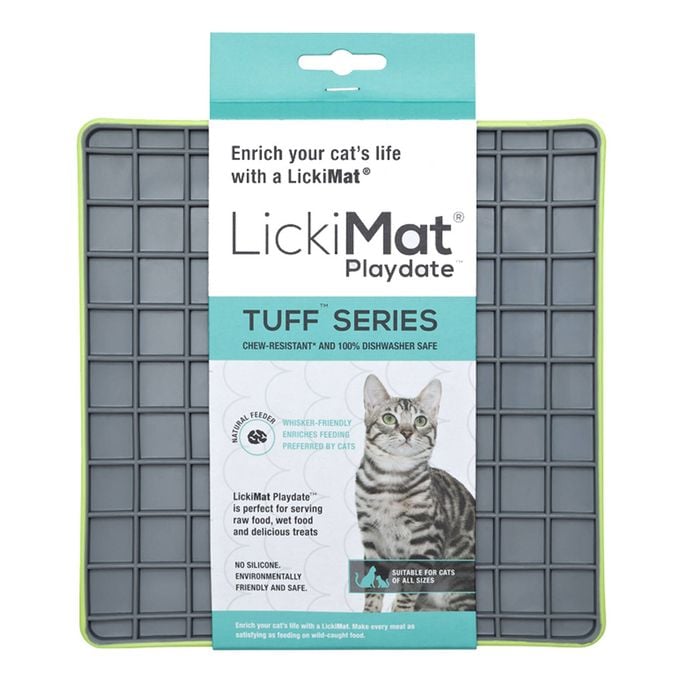 LickiMat Tuff Playdate Boredom Buster Cats Slow Feeder Mat Green