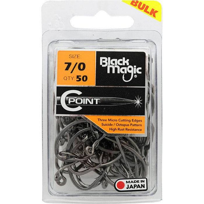 Black Magic C Point Fishing Hook 50x Charter Pack 7/0