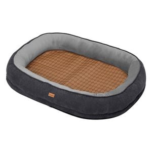 Tedi's Memory Foam Dog Bed with Rattan Mat XL Size in Dark Grey & Light Grey