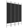 vidaXL 4-Panel Room Divider Black Fabric Privacy Screen Room Separator Folding
