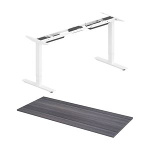 Lorell Sit-to-Stand Two-Tier Table/Desk Frame & Desktop Large Charcoal 183x76cm