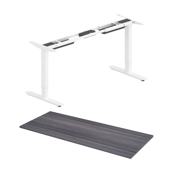 Lorell Sit-to-Stand Two-Tier Table/Desk Frame & Desktop Large Charcoal 183x76cm