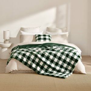 Dreamaker Gingham Plush Throw Blanket Green - 180x200cm