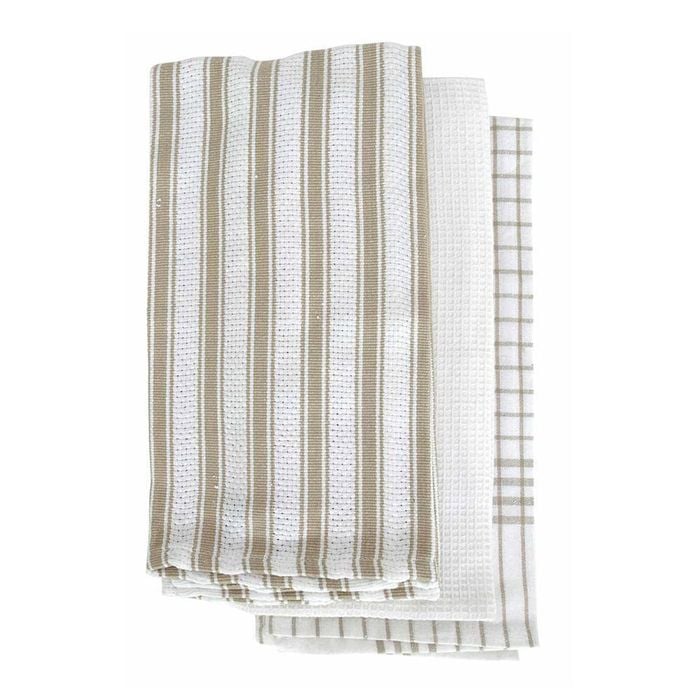 3PK J. Elliot Gardenia Tea Towels 50x70cm Taupe