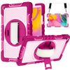 Rugged Stand Shockproof Hybrid Case with Strap For Samsung Tab A9 Plus (Rose+Pink)