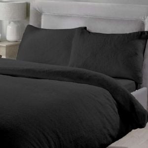 Luxor King Single  Teddy Fleece Soft Warm Quilt Doona Duvet Cover  Set Black