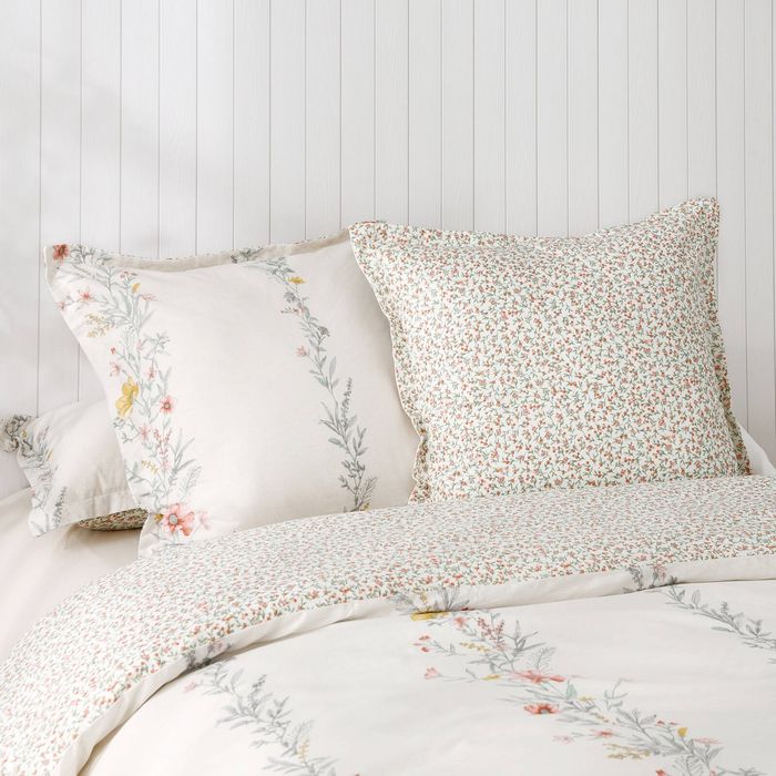 Dreamaker Bower Cotton Reversible Tailored European Pillowcase Twin Pack