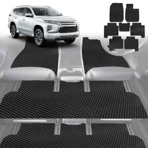 6D Diamond Car Floor Mats for Mitsubishi Pajero 2006-2021-Ultimate Set-Black-Outback GT