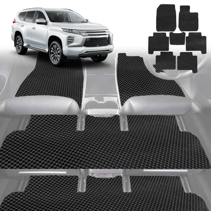 6D Diamond Car Floor Mats for Mitsubishi Pajero 2006-2021-Ultimate Set-Black-Outback GT