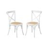 Oikiture 2PCS Crossback Dining Chair Wood Ratan Black White