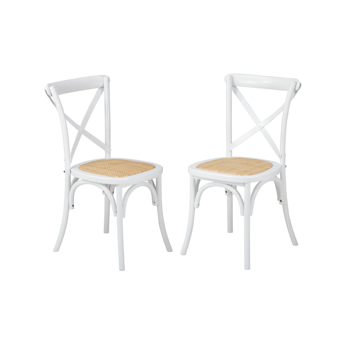 Oikiture 2PCS Crossback Dining Chair Wood Ratan Black White - Bunnings ...