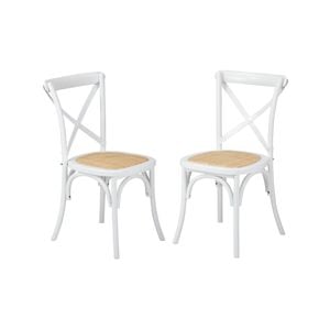 Oikiture 2PCS Crossback Dining Chair Wood Ratan Black White