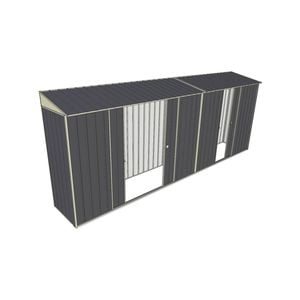 Build-a-Shed 0.8 x 5.2 x 2m Skillion Shed with Double and Single Sliding Side Doors - Grey