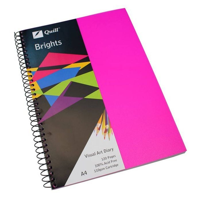 Quill Brights A4 Visual Art Diary 120pg (Cerise Pink)