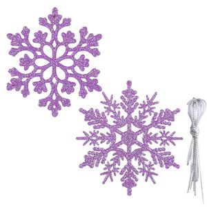 Catzon 30Pcs Christmas Glitter Snowflake for Xmas Trees-Purple