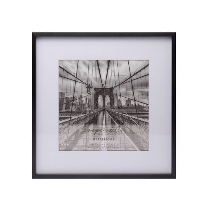 Cooper & Co. 12 x 12inch Mat to 8 x 8inch Black Premium Metallicus Metal Photo Frame