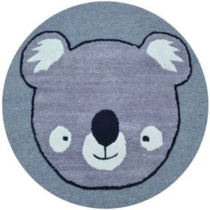 Handmade  BEAR Wool Rug-6434-Grey-100x100cm