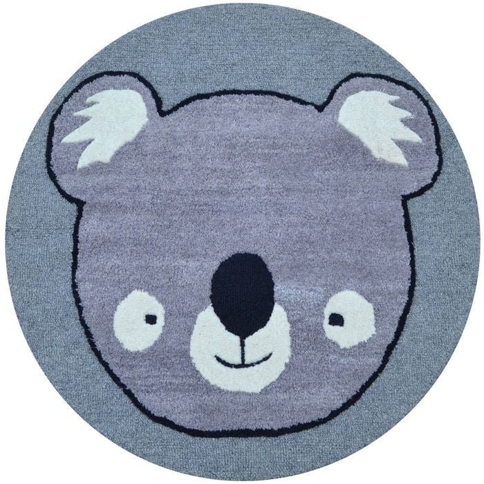 Handmade  BEAR Wool Rug-6434-Grey-100x100cm