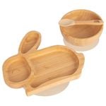 Tiny Dining 3pc Bamboo Rabbit Baby Feeding Set with Suction Cup