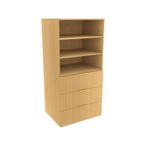 Lugna 1536 x 750 x 580mm Sand 2 Adjustable Shelf 3 Drawer Storage Cabinet