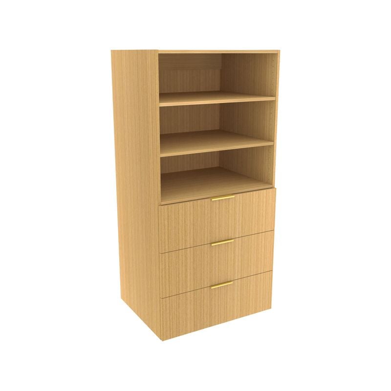 Lugna 1536 x 750 x 580mm Sand 2 Adjustable Shelf 3 Drawer Storage Cabinet