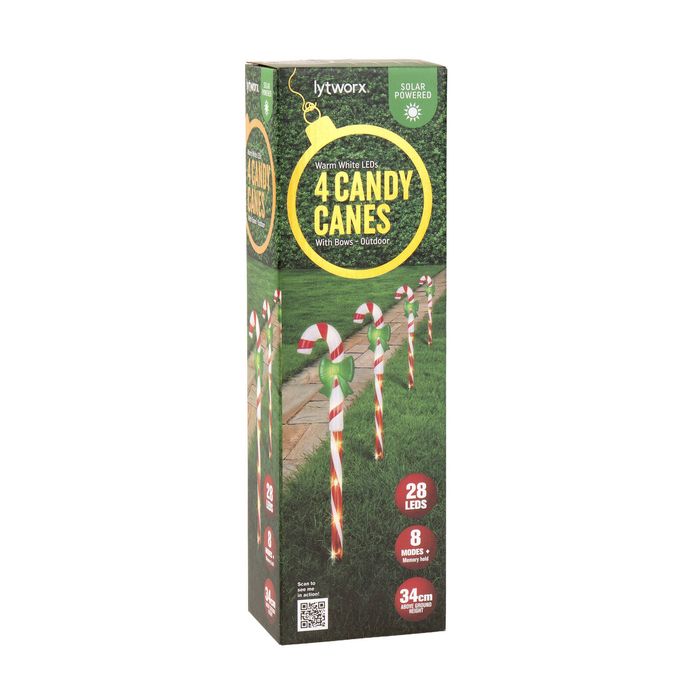 Lytworx Solar Candy Canes with Bows - 4 Pack