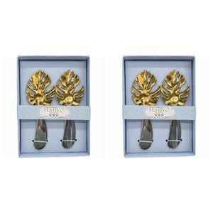 2x 2pc LVD Tropical Decorative Metal Spreaders 14.5x10.5cm - Silver/Gold