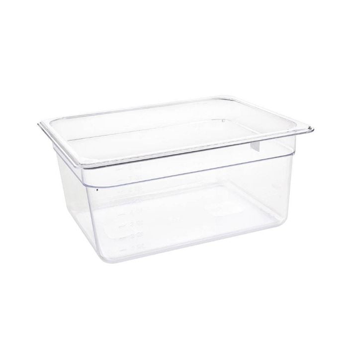 Vogue Gastronorm Container Polycarbonate Clear Gn 1/2 150mm 8.8l Food Storage Tray