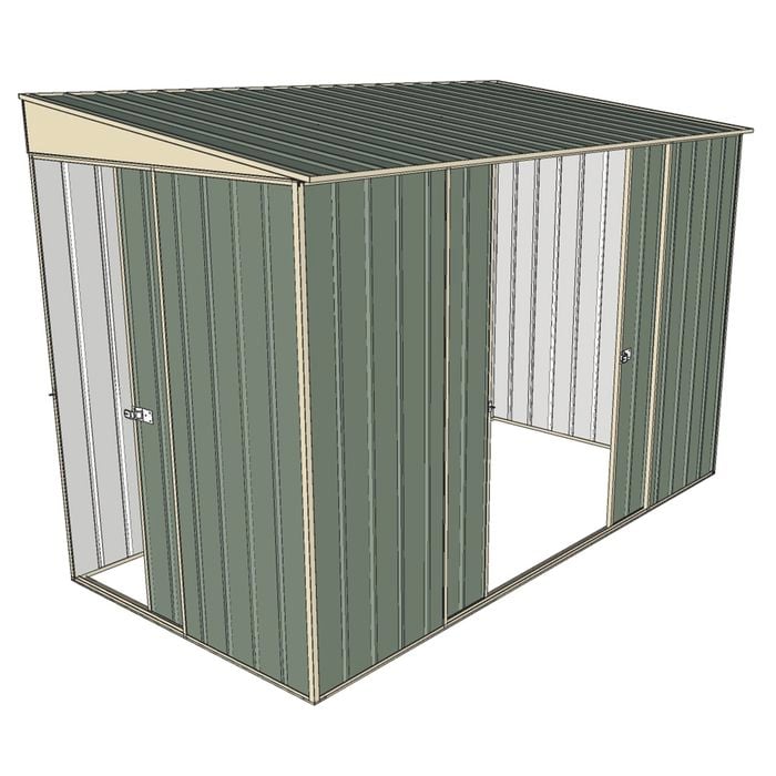 Build-a-Shed 1.5 x 3 x 2m Double Sliding Side Door Skillion Shed - Green