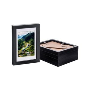 Nicola Spring Photo Frames with 4" x 6" Mount - 5" x 7" - Black - Pack of 5