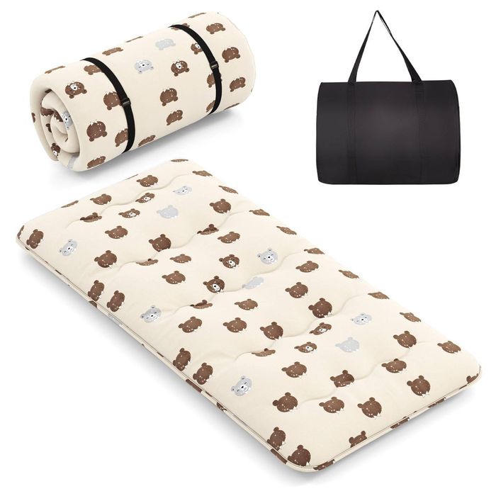 Costway Foldable Floor Mattress Roll Up Mat W/carry Bag 188 X 92cm - Brown