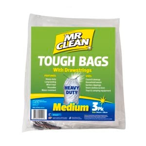 Mr Clean Heavy Duty Tough Garbage Bags with Drawstring - 3 Pack