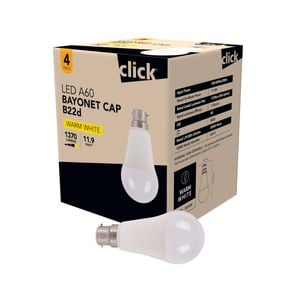 Click A60 BC LED 1400lm Warm White 11.9W Globe - 4 Pack