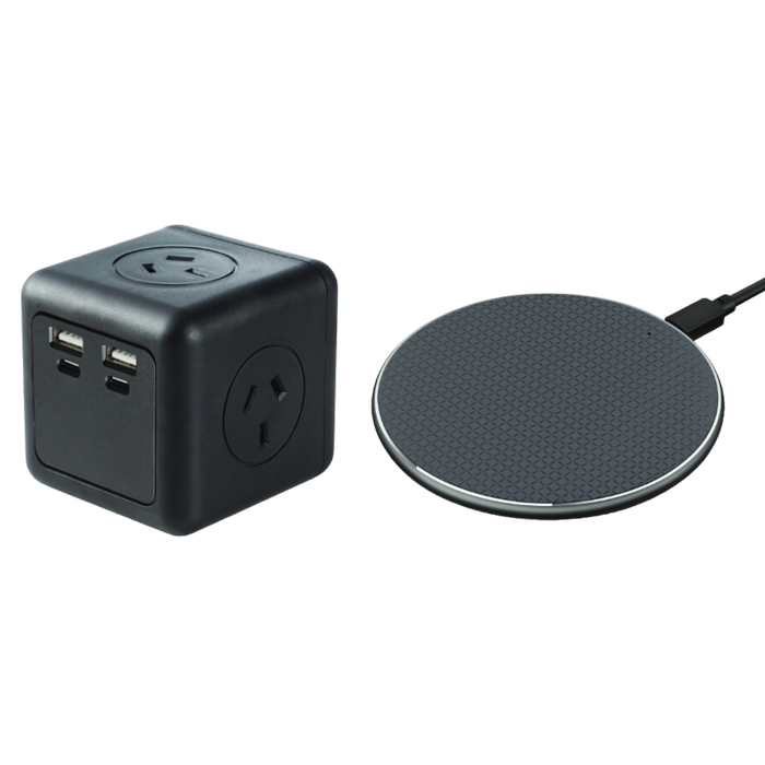 Jackson 3 Outlet Power Station With USB A/C And 10W Wireless Charger