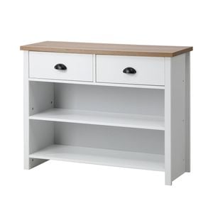 Oikiture Console Table Wood Sofa Table Hall Side Entry with 2 Drawers