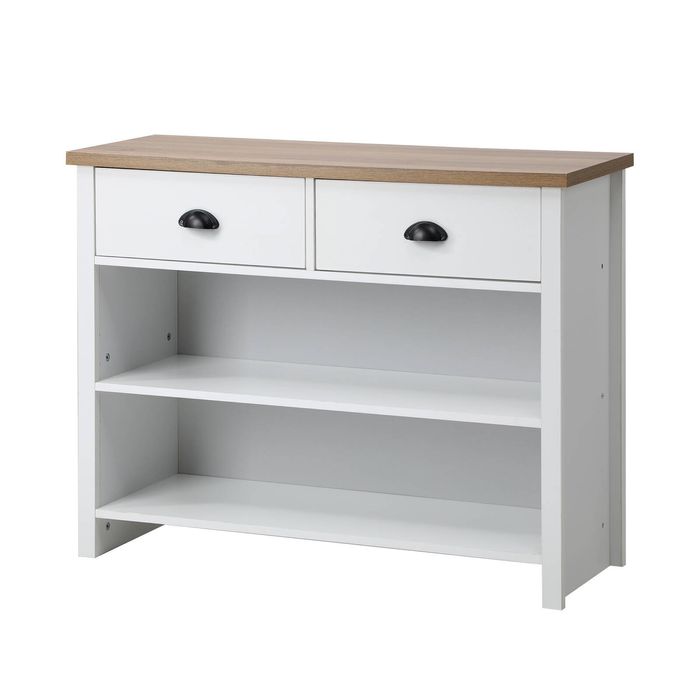 Oikiture Console Table Wood Sofa Table Hall Side Entry with 2 Drawers