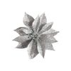 Catzon 12 Pcs Gllitter Christmas Flowers with Clip-Silver