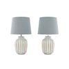 Tsai Rhythm Table Lamp Set Of 2, Handmade Ceramic With Linen Shade – Blue