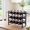HOMFURN 3-Tier Wine Rack – Holds 12 Bottles, Stackable Modular Design, Black Metal,