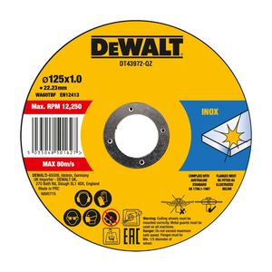DeWALT 125 x 1 x 22.23mm Bonded Abrasive Cutting Disc - 10 Pack